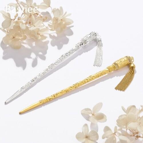 Bastiee Chinese Ancient 925 Sterling Silver Hair Stick Women Silvery Golden Plated Ethnic Hmong Luxury Jewelry Carved Hairpin