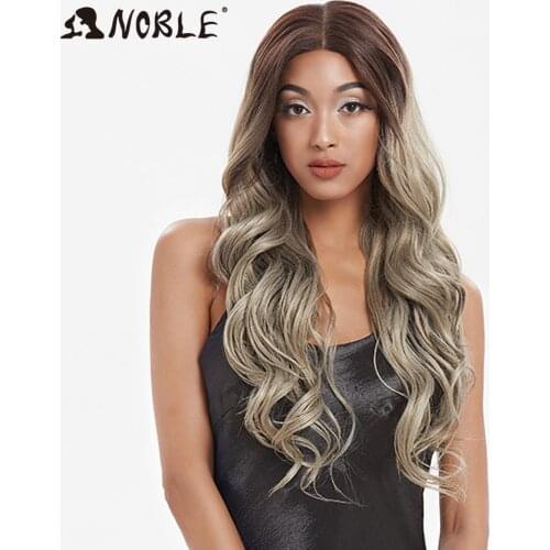 Noble Synthetic Lace Front Wig ombre blonde Wig 30 Inch Long wavy Lace Front Wig Synthetic Wigs For Black Women Maycaur wig