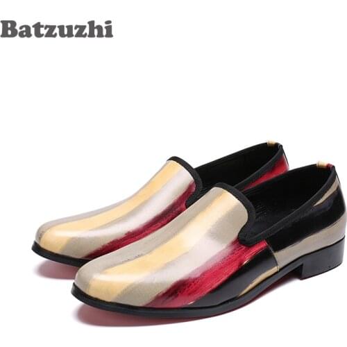 Batzuzhi Brand Men Shoes Luxury Moccasins Mens Loafers Office Business Man Footwear Muti-Color Leather Mens Party Dress Shoe