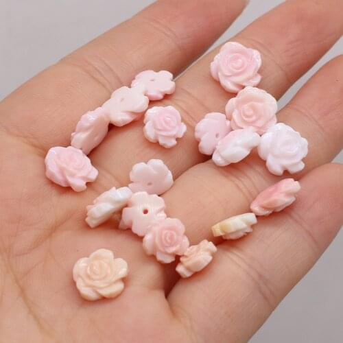 2Pcs Natural Colorful Shell Beads Carved-Flowered Loose Beads For DIY Jewelry Making Bracelet Earring Rings Accessory