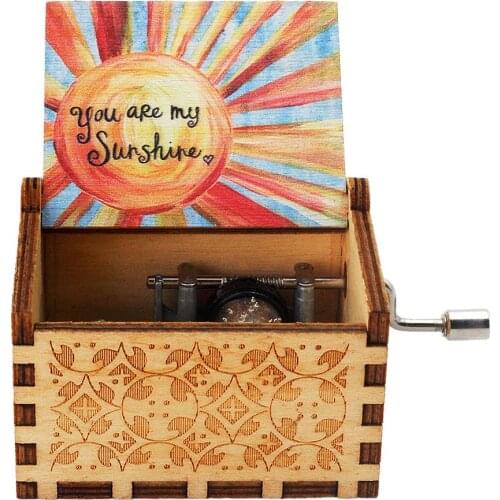 Hand Carved Wooden Music Box You Are My Sun La La Land Queen Jurassic Theme Gift for Chritmas New Year
