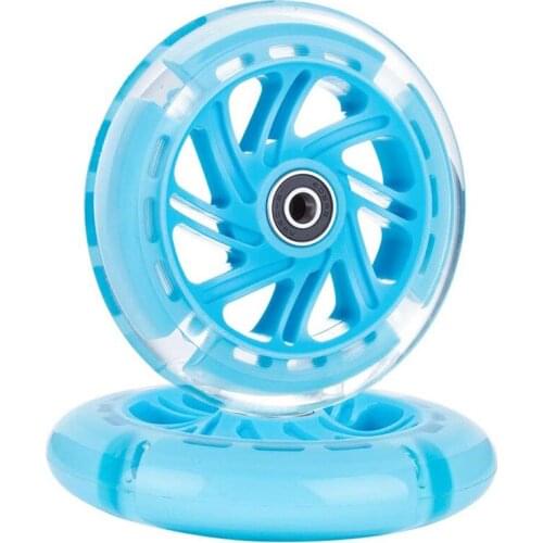 1Pair 120mm Children Scooter LED Lights Flashing Wheels with Bearings Front/Rear LED Flashing Scooter Wheels