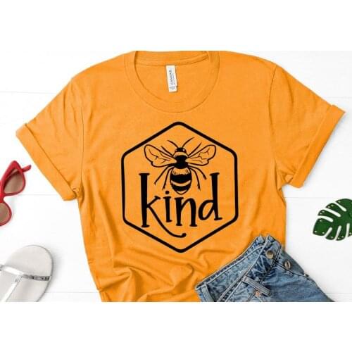 Women Bee Kind T-shirt Aesthetics Graphic Short Sleeve Cotton T Shirts Female Camisetas Verano Mujer 2021 top y2k Streetwear