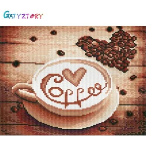 GATYZTORY Full Square&Round Diamond Painting Coffee 5D Diamond Embroidery Mosaic Cross Stitch Winter Home Decor Handmade Gift