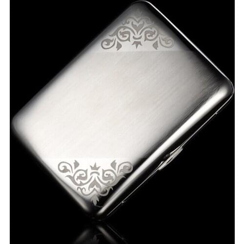 Pocket Stainless Steel Cigarette Case Box for 16 Cigarettes Case Metal Holder Retro Smoke Tool Pocket Smoking Accessories