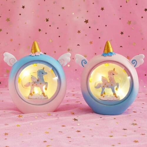 Ins Creative Girls Heart Gift Hualu Girls Night Light Unicorn Lamp Bedside Decoration Toy Star Light Birthday Cute Gift Couple