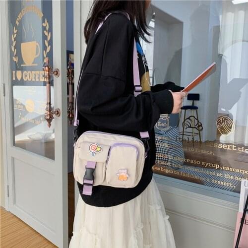 Lovely Student Crossbody Bags Small Nylon Bag Flap Multipockets Mobile Phone Bag&Purses Casual Kawaii Shoulder Bag Women Bolsa