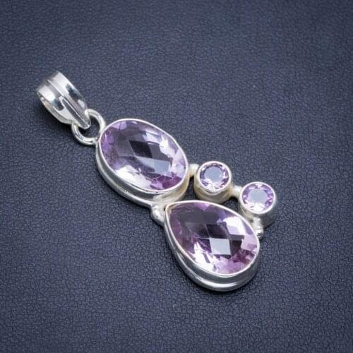 Natural Amethyst Handmade Unique 925 Sterling Silver Pendant 1.75" A1852
