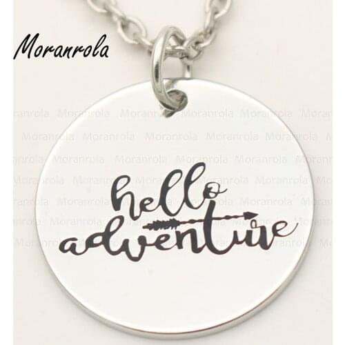New arried "hello adventure"Copper necklace Keychain,charm graduation Jewelry inspirational necklace Travel charm Christmas gift
