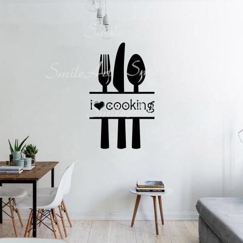 NEW I Love Cooking Vinyl Kitchen Wall Stickers Wallpaper Living Room Bedroom Wall Decal Home Decor