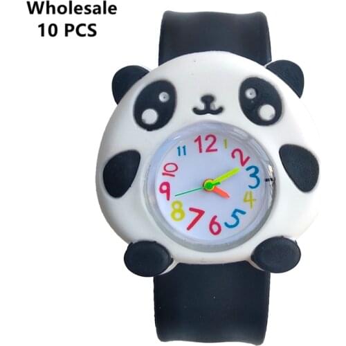 Wholesale 10 Pcs) Trendy Cartoon Kids Watches 3D Panda Dial Children Quartz Watch for Boys Girls Sports Rubber Strap Wristwatch
