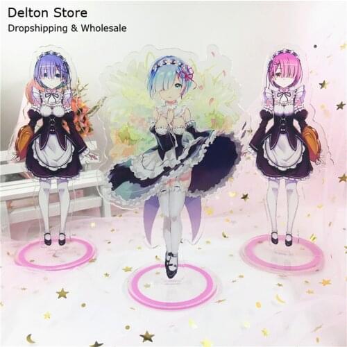Wholesale Anime Cosplay Re:Zero kara Hajimeru Isekai Seikatsu Acrylic Stand Model Rem Ram Action Figure Card Double-side Gift