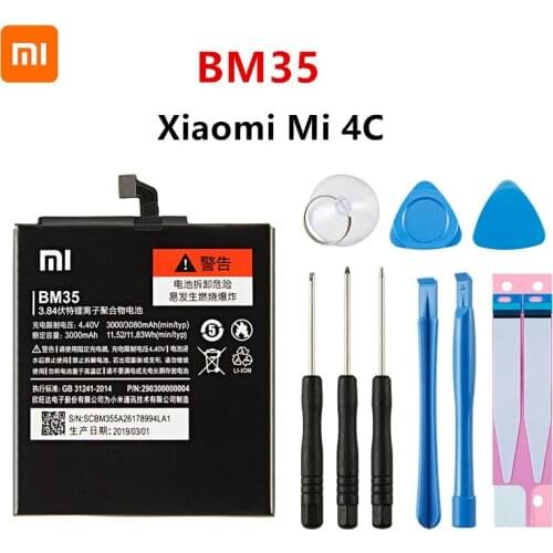 Xiao mi 100% Orginal BM35 3080mAh Battery For Xiaomi Mi 4C M4C Mi4C BM35 High Quality Phone Replacement Batteries +Tools