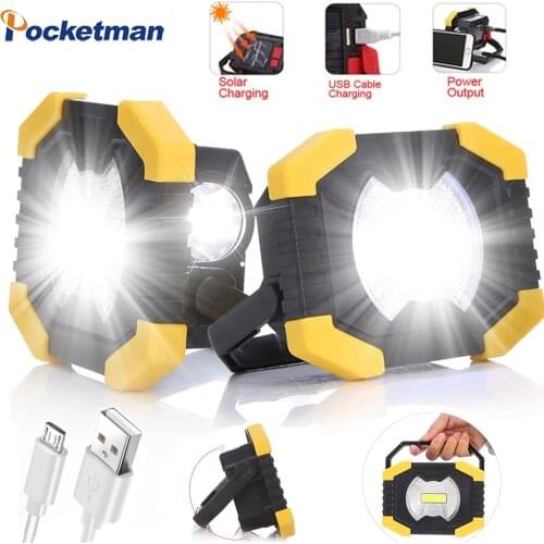 100W Portable Led Work Light USB/Solar Rechargeable Spotlight Built-in Battery Lanterns Emergency Lamp for Outdoor Camping