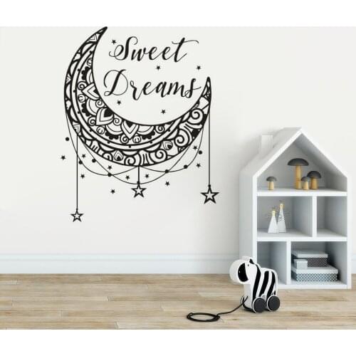Sweet Dreams Wall Decal Stars and Moon Kids Room Decor Sweet Dreams Quotes Wall Sticker Nursery Decoration Wallpaper AY1705