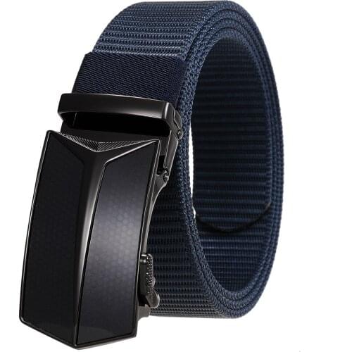 High Quality Fashion Male Black Nylon Belt Outdoor Metal Automatic Buckle Casual Pants Cool Wild Luxury Waist Belts G136-1314A-1