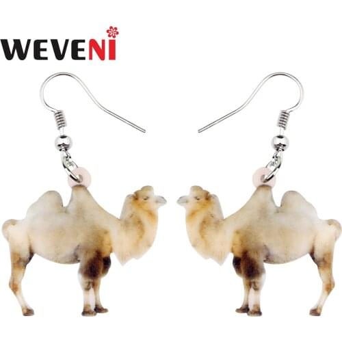 WEVENI Acrylic Happy Desert Camel Earrings Drop Dangle Unique Design Animal Jewelry For Women Girls Teens Gift Brincos Wholesale