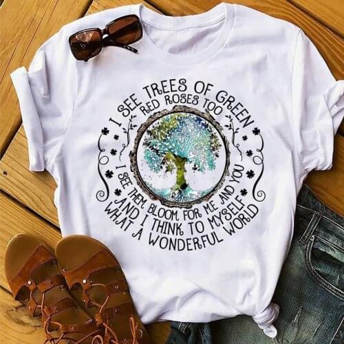 I see trees of green red roses too t-shirt - What a Wonderful World shirt women fashion holiday tee couple workout tops&tee