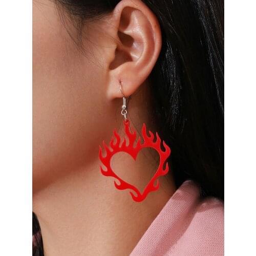 Funny Flame Heart Pendant Drop Earrings for Women Couple Punk Fashion Gifts Jewelry Accessories Pendientes Boucle Oreille Femme
