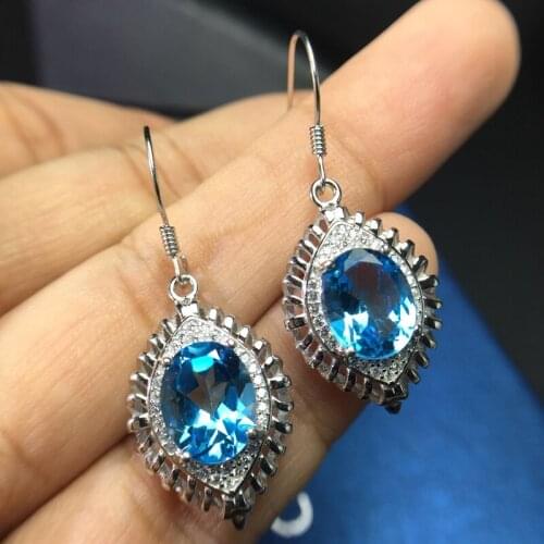 European and American style large size luxury luxury earrings, fine TOPAZ 925 silver lady studs