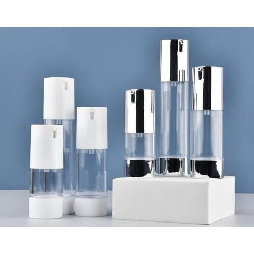 100pcs 15ml 30ml 50ml Empty Plastic Cosmetic Bottle Travel Liquid Bottles Transparent Airless Pump Vacuum Toiletries Container