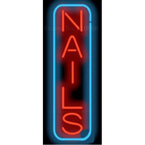 17*14" Nails Vertical NEON SIGN REAL GLASS BEER BAR PUB LIGHT SIGNS store display Restaurant shop beauty Advertising Lights
