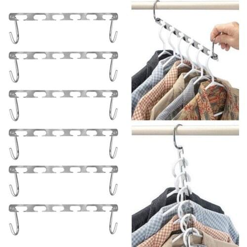 2/4/6/8/10pcs Magic Hangers for Clothes Hanging Chain Metal Cloth Closet Hanger Multifunction Metal Clothes Rack Drying Hanger