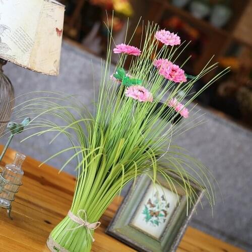 59cm 7 Heads Rose Tea Silk Flower Camellia Artificial Plants with LED String Green Leaf Onion Grass For Wedding Garden Decor