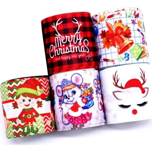 Free shipping 50 yard christmas printed grosgrain ribbon 33305