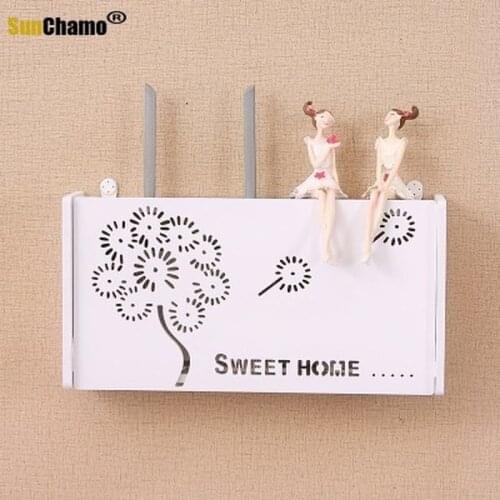 Wireless Wifi Router Box Wood-Plastic Wall Shelf Hanging Plug Board Bracket Storage Box 3 Size 9 Style
