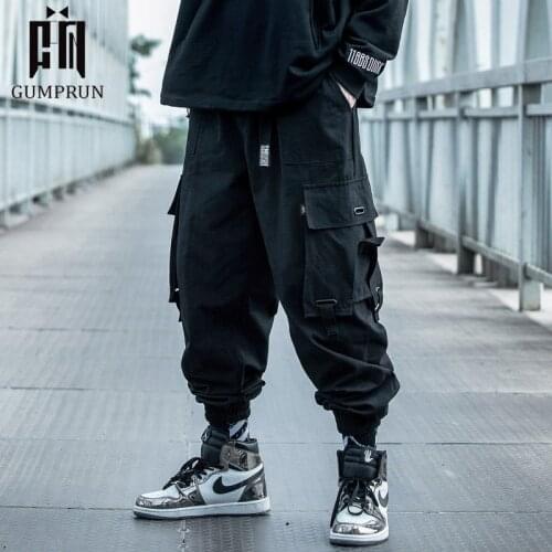 Hip Hop Joggers Cargo Pants Black Pocket Multi-Pocket Track Pants Male Trousers Streetwear Casual Elastic Waist Cargo Pants