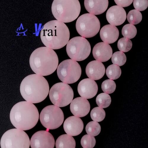 Natural Stone Beads 4 6 8 10 12 mm Rose Pink Quartz Crystal Round Loose Spacer Beads For Jewelry Making DIY Bracelet Charms 15"