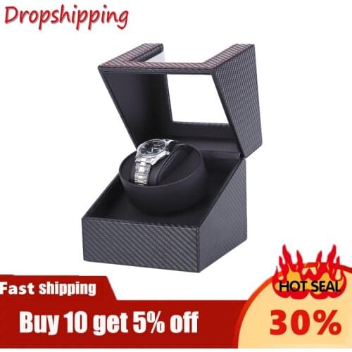 Carbon Leather Motor Shaker Watch Winder Holder Display Automatic Mechanical Watch Winding Box Jewelry Automatic Watch EU/US/AU