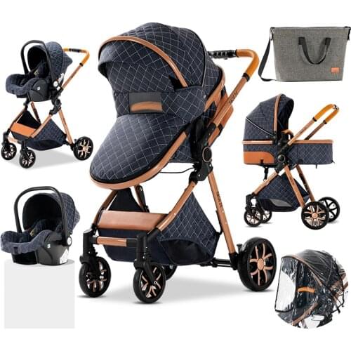 Royal Luxury Baby 3 in 1 Stroller High Landscape Folding Kinderwagen Pram with Gifts Baby Carriage Portable Travel Baby Carriage