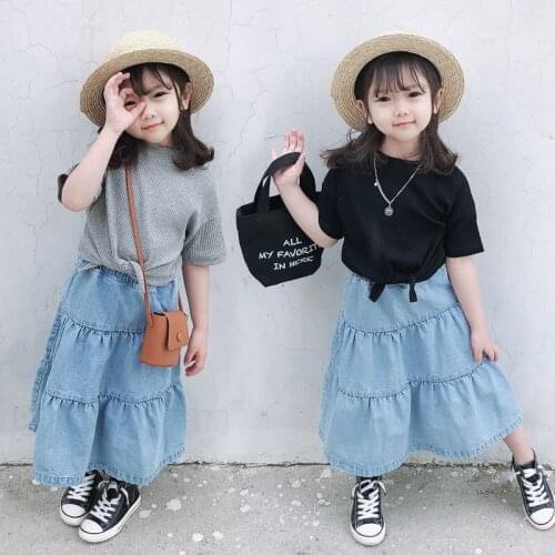 Girl Denim High Waist A-line Umbrella Skirt Fall Clothes for Toddler Kids Skirts for Skirt for School Skirt Long Tutu Skirt Girl
