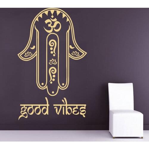 Fatima Hand Wall Decal Hamsa Hand Wall Mural Yoga Studio Wall Art Home Interior Design Decor Buddha Vinyl Wall Stickers YJ07