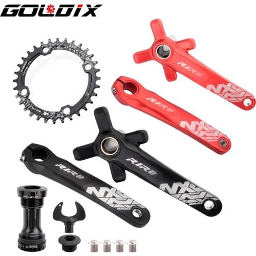 GOLDIX Mountain Bike Crankset Hollow Integrated 104BCD Bicycle Crankset 32T/34T/36T/38T/40T Wide and Narrow Cranks 170/175