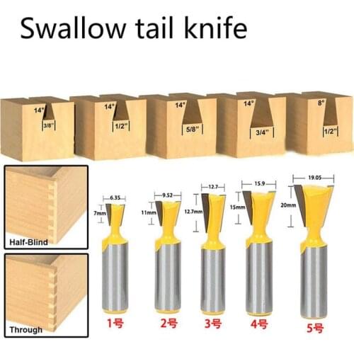 1PC/5PC 1/2 Shank Grade Industrial Rod Dovetail Router Bit Swallow Tail Woodworking Etching Milling Tools For Wood Cutter