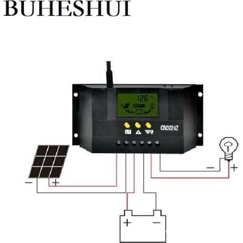 BUHESHUI Solar Panel Controller LCD Charger Controller Solar Regulator Power System 30A 12V/24V 360W 720W CM3024