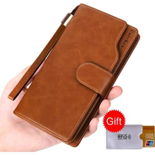 BISI GORO Leather Wallet Men Women Credit Card Holder Long Design Quality Passport Cover Fashion Casual Mens Purse Zipper Wallet