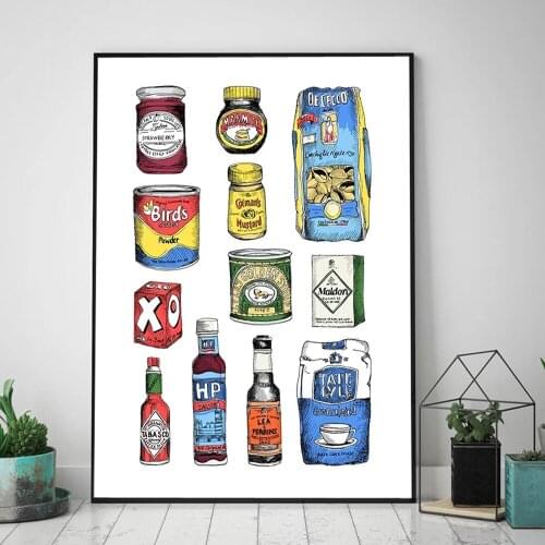 Kitchen Food Nordic Vintage Paintings on Canvas Hot Sauce Minimalism Wall Art Posters Prints Pictures for Room Home Decoration