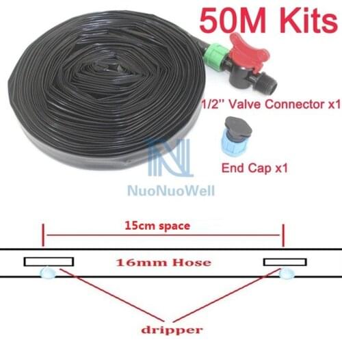 16mm Space 15cm Greenhouse Garden Micro Drip Irrigation Tape 20M~50M Kit Patch Type Water Saving Irrigation Hose Film Drip Belt