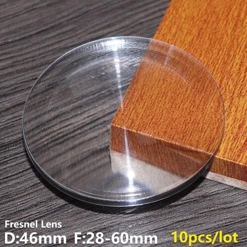 Fresnel lens D46mm F28mm 10pcs Flashlight led light Stage lights diy Projector Spotlight 3X magnification Customizable