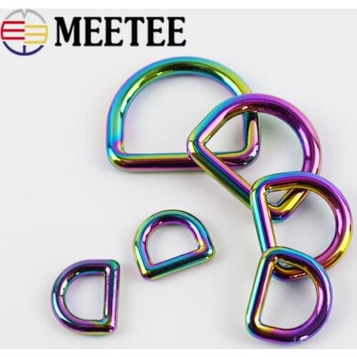 Meetee 5/10pcs 10-32mm Colored Metal Seamless O D Ring Buckle Webbing Backpack Hook Clasp DIY Belt Bag Strap Hang Rings Buckles