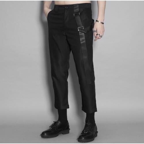 Autumn dark department of fashion casual trousers men business ribbon stitching slim straight trousers men trend