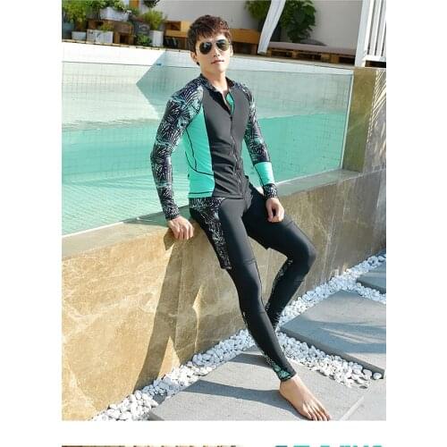 Men Water Sport UV Sun Protection Long Sleeve Rashguard Yoga Clothes Diving Suit 3 Piece One Set WorkOut Bathing Beach SwimSuit