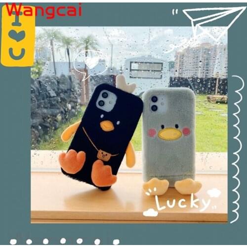 Plush Duck Chick Cute Soft Phone Case For iPhone 13 12 11 Pro Max 13 12 mini XS Max XR XS X 8 7 6 6s Plus SE 2020 Covers