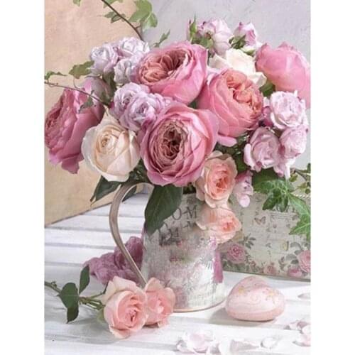 Flower Rose DIY Embroidery Kits Needlework Craft Set Printed Canvas Cotton Thread Home Decoration For Living Room New Design