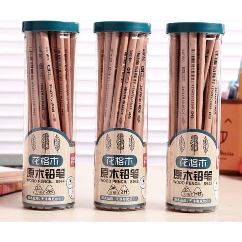Proper wood barreled pencil 30/pail Black Hard HB 2B 2H Triangular lever pencil office stationery student supplies High quality