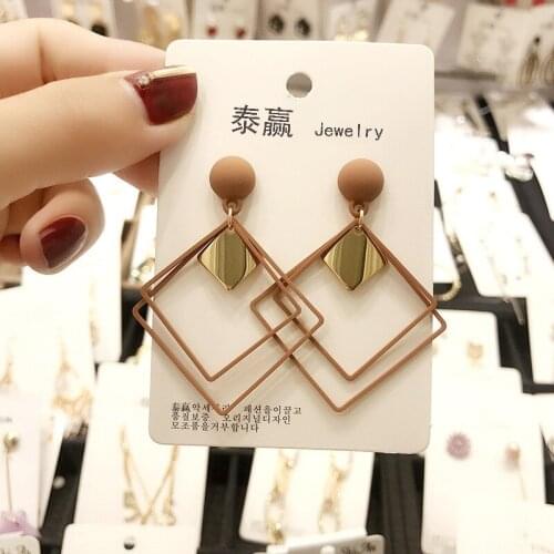 Exaggerated Geometric Sequin Pendant Womens Personality Versatile Long Fashion Earrings